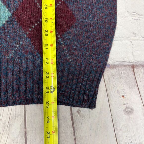 Parker of Vienna Men 100% Shetland Wool Sweater Size Large Argyle C046 -4 - Picture 4 of 14